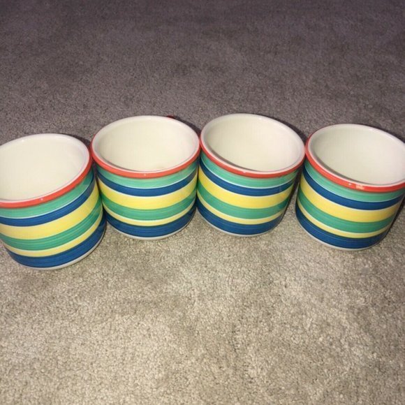 PIER 1 Imports Hand Painted Striped Coffee Tea Cup Mug Made in Italy Set (4) - Picture 3 of 13